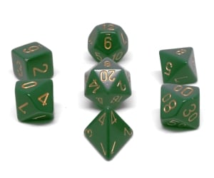 CHX25415 Dusty Green/Gold Opaque 7PC Polyhedral Dice Set image 0